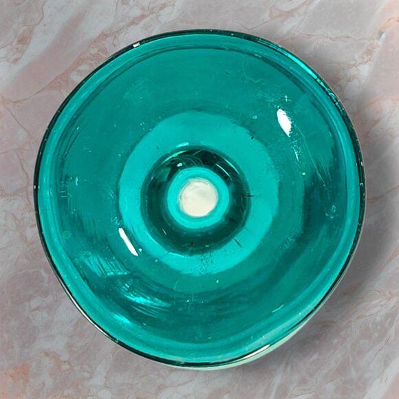 Vintage Murano Style Art Glass Vase Teal Over Clear 16" Long Neck Sommerso Blue - Picture 4 of 8